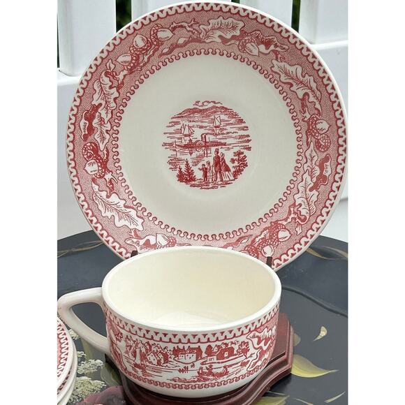 Cup and Saucer Set Memory Lane Pink/White Birthday Wedding Mom Gift Royal USA - Picture 2 of 9